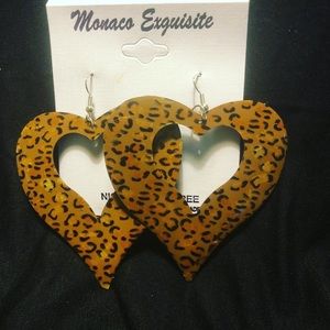 BROWN BROWN & BLACK LEOPARD ANIMAL PRINT EARRINGS